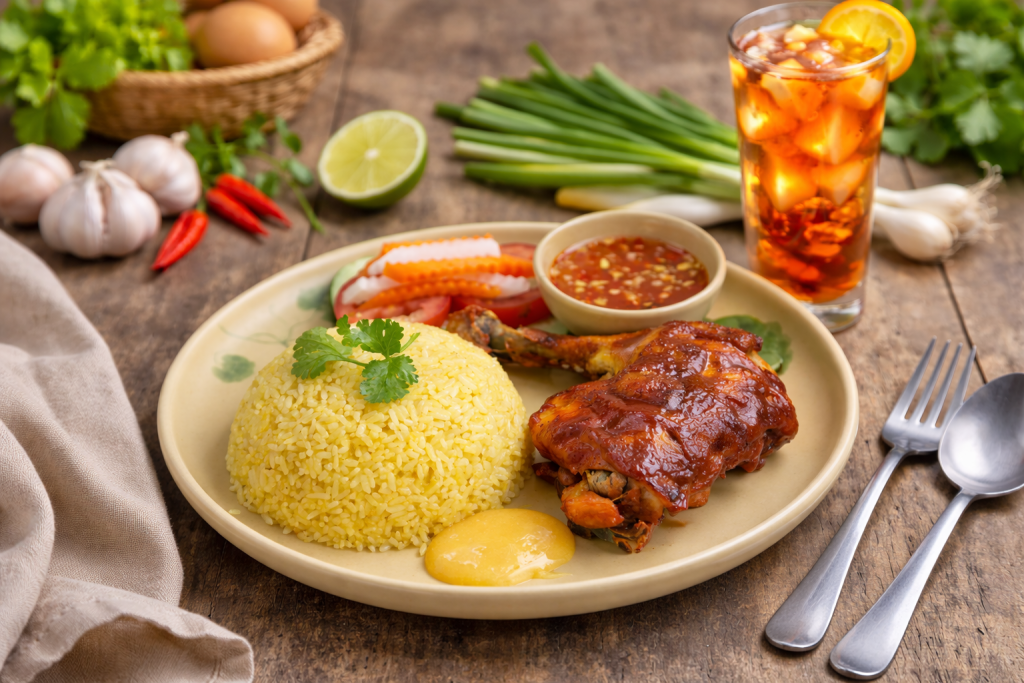 Cơm đùi gà ngũ vị – Món ăn “best seller” tại Nếp Quán